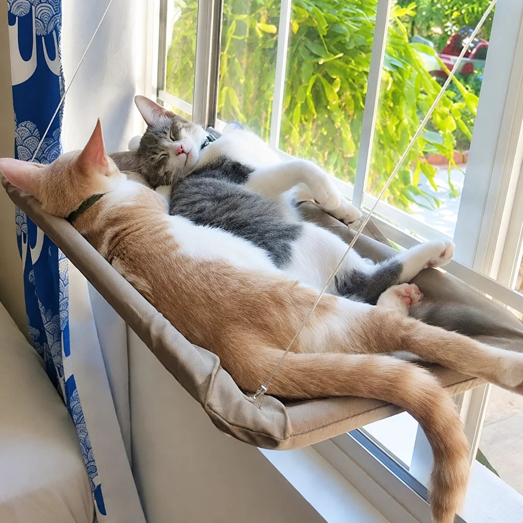 Hamac de fenêtre pour chat à ventouses, housse lavable